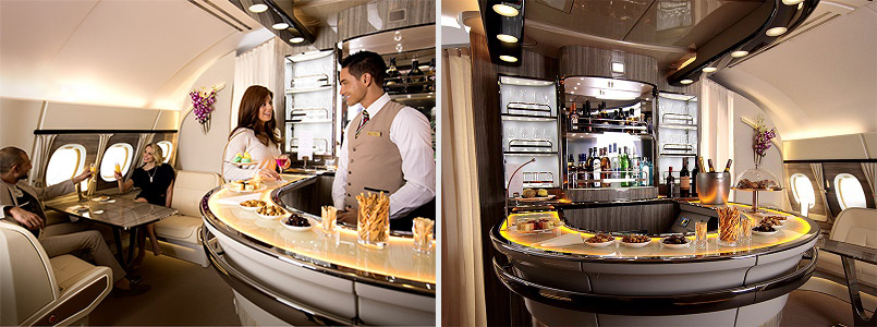 BUSINESS(ビジネスクラス)エミレーツ航空の新しいA380機内ラウンジで世界と交流しましょう